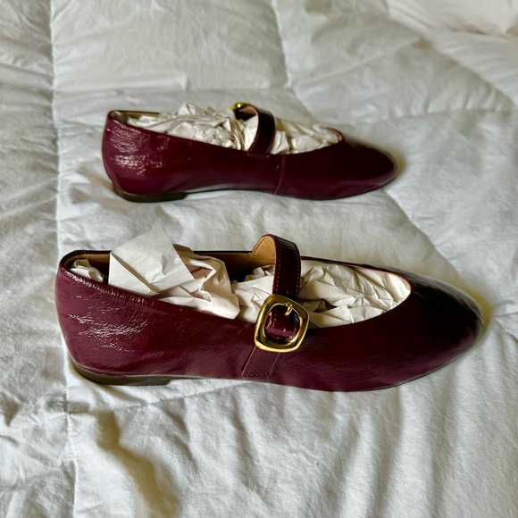 MADEWELL The Remy Crinkle Patent Leather Mary Jane Flats - Deep Plum Size 10.5 - Picture 5 of 9